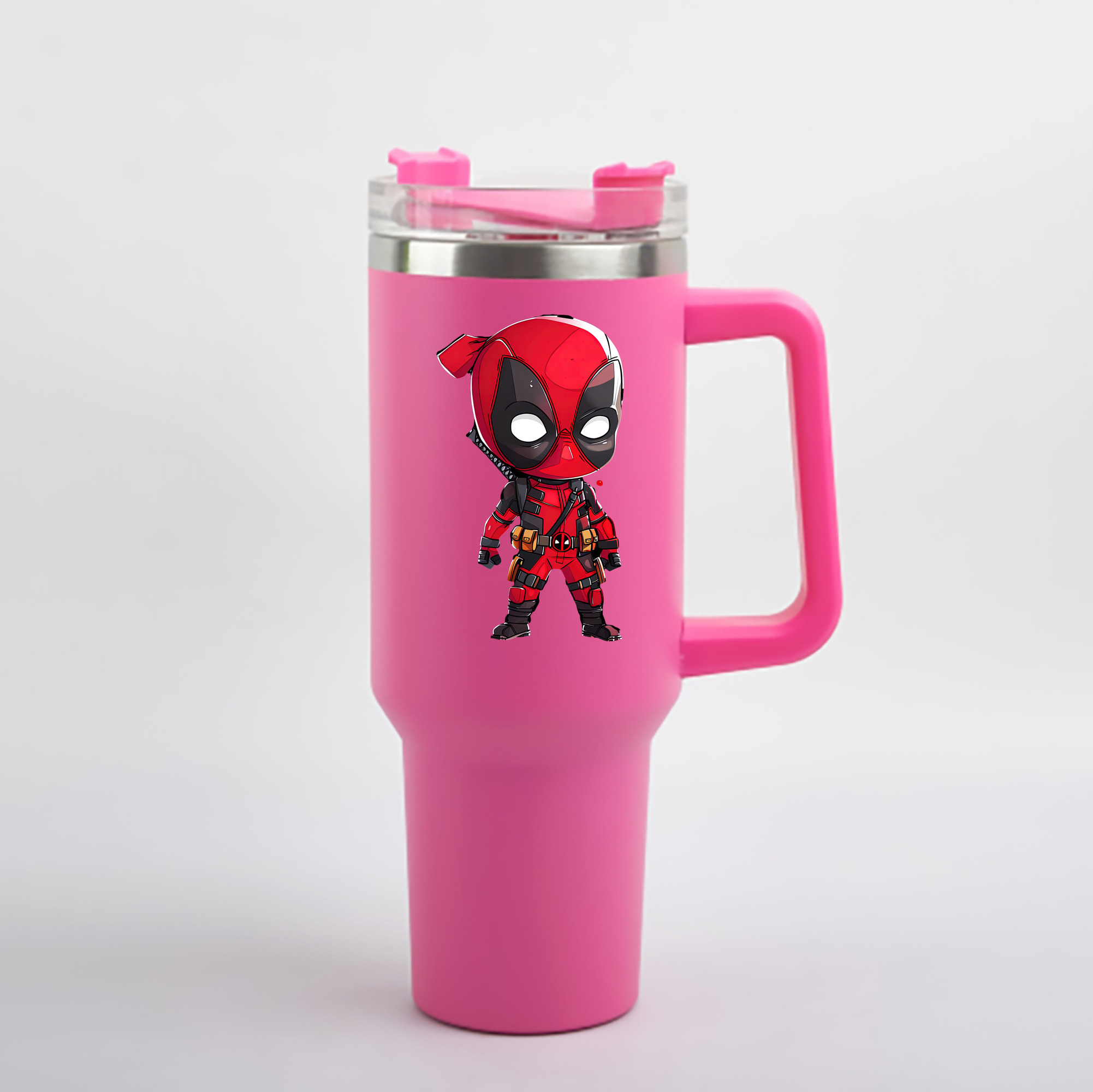 （画像用） Deadpool デッドプール 1200mL車用タンブラー - クリスタルステッカー（プラスチックストロー付き）